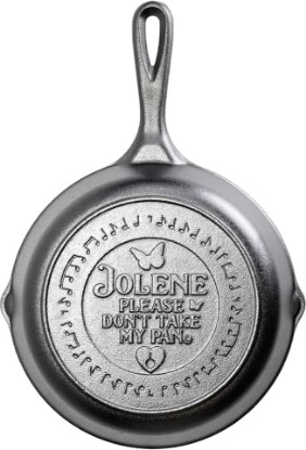 Picture of Lodge 8 Inch Dolly Parton Pre-Seasoned Cast Iron Stamped Skillet - Signature Teardrop Handle - Use in the Oven, on the Stove, on the Grill, or Over a Campfire - Jolene