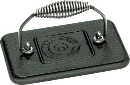 Picture of Lodge Pre-Seasoned Cast Iron Grill Press with Cool-Grip Spiral Handle, 4.5 inch X 6.75 inch, Black