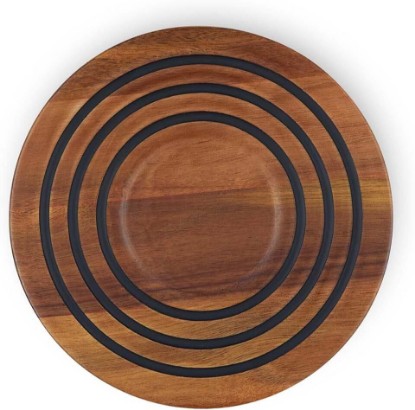 Picture of Le Creuset Magnetic Wooden Trivet, Acacia Wood with Black Silicone Rings