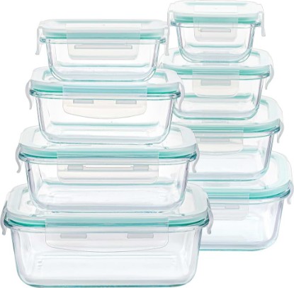 Picture of Vtopmart 8 Pack Glass Food Storage Containers with Airtight Lids, Glass Meal Prep Containers, Lunch Office Meal for Microwave, Oven, Freezer and Dishwasher, BPA Free ClimeCo Certified