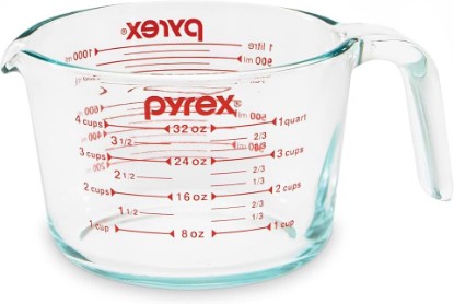 Picture of Pyrex 4-Cup Glass Measuring Cup For Baking and Cooking, Dishwasher, Freezer, Microwave, and Preheated Oven Safe, Essential Kitchen Tools