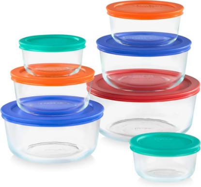 Picture of Pyrex Simply Store (7-Pack) Glass Food Storage Containers Set, (1, 2, 4 & 7 Cup) Meal Prep Containers With Plastic BPA-Free Lids, Dishwasher & Microwave Safe