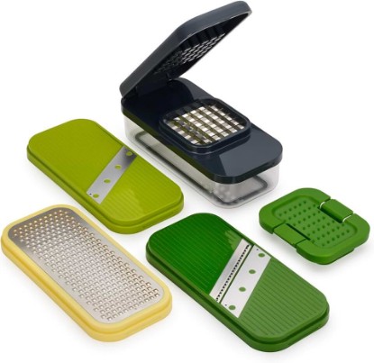 Picture of Joseph Joseph Multi-Prep Compact 4-in-1 Multifunctional Set, Kitchen Vegetable Chopper & Dicer, Cheese Grater, Mandoline Veggie Slicer, Food Julienne Cutter with Container