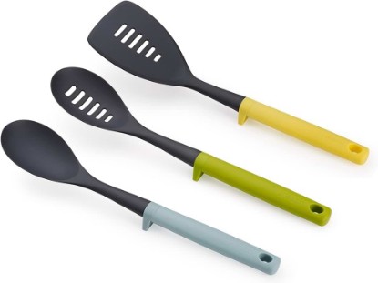 Picture of Joseph Joseph Duo 3-Piece Utensil Set with Integrated Tool Rests: Scratch-Free Use on Non-Stick Cookware, Includes Solid & Slotted Spoons and Turner, Heat-Resistant