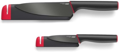 Picture of Joseph Joseph Slice & Sharpen 6" Chef's Knive and 3.5" Paring Knife with Sharpening Protective Sheaths, Black