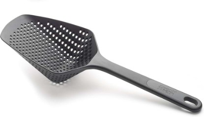 Picture of Joseph Joseph Scoop Plus Colander, Spoon Drainer/Strainer, Scoop, Drain and Serve, heat resistant up to 200°C (392°F), Dishwasher safe, Large, Black