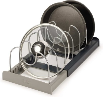 Picture of Joseph Joseph DrawerStore Expanding Cookware Organizer, Space saving storage for pan lids, baking trays - Grey