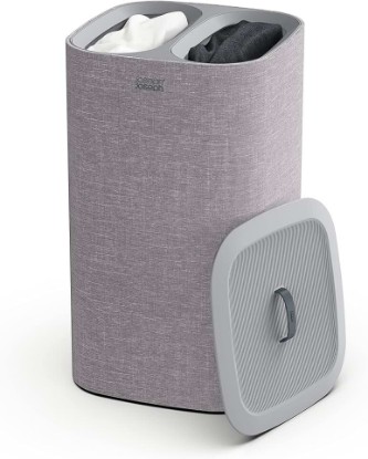 Picture of Joseph Joseph Tota 60 liter/15.8 gallon Laundry Hamper Separation Basket with lid, 2 Removable Washing Bags with Handles- Gray