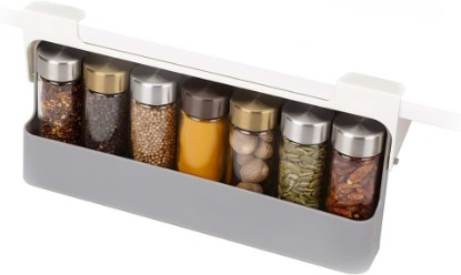 Picture of Joseph Joseph Spice Rack Organizer - Under-Shelf Kitchen Cabinet Storage Solution for Spices, Grey