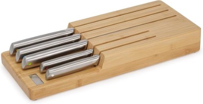 Picture of Joseph Joseph Elevate Kitchen Knives 5-piece Japanesse Stainless Steel knife set, in drawer Bamboo Block organizer tray