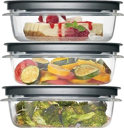Picture of Rubber maid Premier, 3 Cup Premier Flex & Seal Food Storage Set, 3 Tritan Containers, 3 Grey Flex and Seal Lids, 6 Piece Bundle Set Bundle
