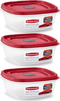 Picture of Rubbermaid Easy Find Lid Square 5-Cup Food Storage Container (Pack of 3), Red (Vented)