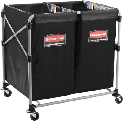 Picture of Rubbermaid Commercial Products Collapsible X Cart, Black Multistream, Steel Industrial Laundry/Trash Cart with Wheels for Hotels/Hospitals/Nursing Homes/Offices