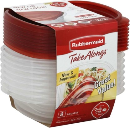 Picture of Rubbermaid 7F58 8-Piece TakeAlongs Food Storage Container Set, Sandwich, Red