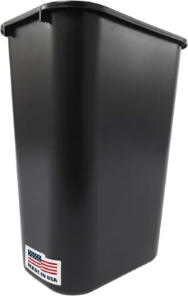 Picture of Rubbermaid Commercial Products Deskside Wastebasket/Trash Can, 10.25-Gallon/41-Quart, Black, Plastic, Garbage Can for Home/Office, Fits Under Desk/Sink/Cabinet, Pack of 4