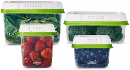Picture of Rubbermaid FreshWorks Produce Saver, Medium and Large Storage Containers, With Lids, 8-Piece Set