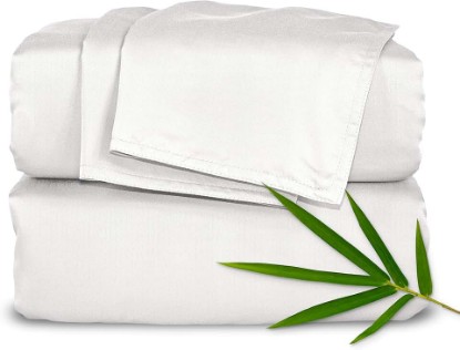 Picture of King Sheets by Pure Bamboo, Genuine 100% Organic Viscose Derived from Bamboo Bed Sheet Set, Soft & Cooling, Double Stitching, 2 Year Quality Promise (King, White)