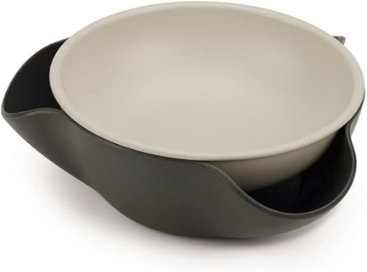 Picture of Joseph Joseph Double Dish Pistachio and Snack Serving bowl with Food Waste Compartment, BPA-Free - Grey