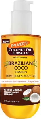 Picture of Palmer's Coconut Oil Formula Brazilian Coco Firming Body Oil with Vitamin E, 6.5 Fl Oz, Helps with Skin Tightening & Firming of Bum, Bust & Belly, Provides 48Hr Moisture, Dermatologist Approved