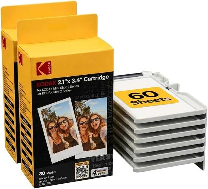 Picture of KODAK 4PASS 2x3" All-in-One Cartridge Refill (60 Sheets) Only Compatible with Mini 2 Retro/Era and Mini Shot 2 Retro/Era