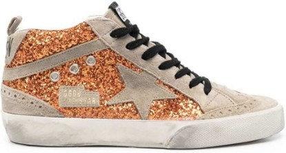 Picture of Golden Goose Mid Star Glitter Upper Suede Star Spur Wave and Heel Womens Distressed Sneakers