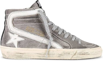 Picture of Golden Goose Slide Waxed Suede Upper Leather Star and List Laminated Wave Womens Distressed Sneakers
