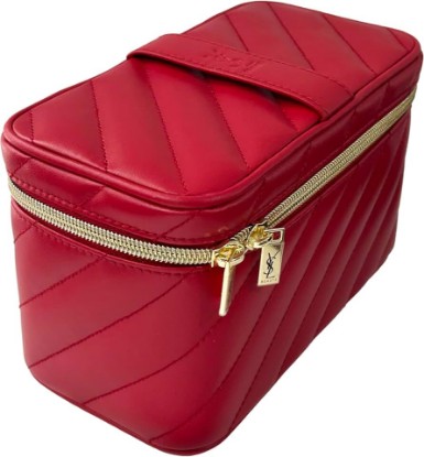 Picture of Yves Saint Laurent YSL Cosmetic RED QUILTED VANITY Pouch Makeup Bag YSL QUILT Fragrance Train Case Bag (MEDIUM 8L X 5H X 4W) - 6493