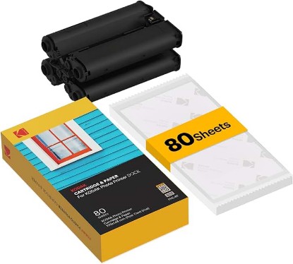 Picture of KODAK Dock Plus & Dock Photo Printer Cartridge PHC-80 – Cartridge Refill & Photo Paper- 80 Pack