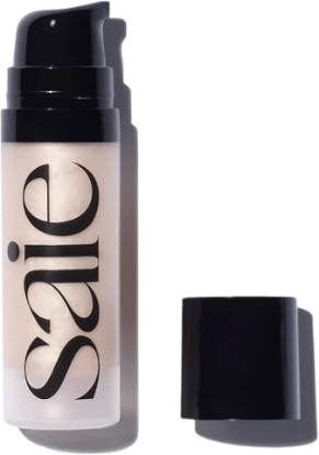 Picture of Saie Mini Glowy Super Gel - Hydrating Makeup Primer and Illuminating Glow Serum Enriched with Vitamin C and Squalane Oil - All-Over Liquid Highlighter Makeup for Instant Glass Skin - Starglow (0.5 oz)