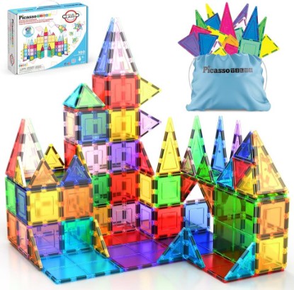 Picture of PicassoTiles 100 Piece Set 100pcs Magnet Building Tiles Clear Magnetic 3D Blocks Construction Playboards, Creativity Beyond Imagination, Inspirational, Recreational, Educational Conventional