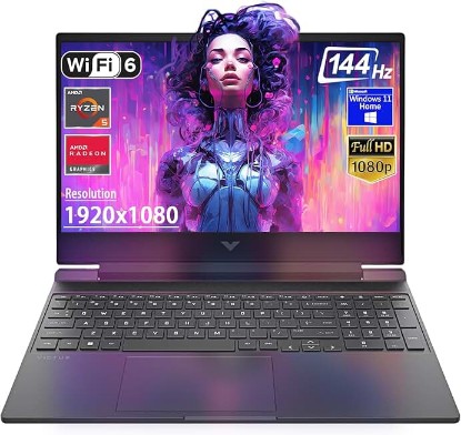 Picture of HP Victus 15.6" FHD 144Hz Gaming Laptop, AMD Ryzen 5-7535HS, AMD Radeon RX 6550M (Beats RTX 2050), Backlit Keyboard, Windows 11 Home, w/Cloth (16GB RAM |512GB PCIe SSD)