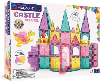 Picture of MAGNA-TILES Castle DLX 48-Piece Magnetic Construction Set, The Original Magnetic Building Brand