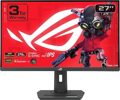 Picture of ASUS ROG Strix 27” 1440P USB-C HDR Gaming Monitor (XG27ACMG) - QHD (2560x1440), 270Hz, 1ms, Fast IPS, Extreme Low Motion Blur Sync, G-SYNC Compatible, DisplayWidget, Tripod Socket, 3 yr Warranty