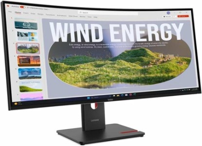 Picture of Lenovo ThinkVision T34WD-40 34" Class UW-QHD Curved Screen LED Monitor - 21:9 - Eclipse Black