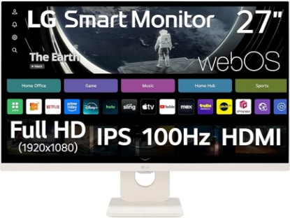 Picture of LG 27U511SA-W 27-Inch Smart Full HD (1920 x 1080) IPS Computer Monitor, 100Hz, Built-in Speaker, Airplay, Bluetooth, Screen Share, Flicker Safe, Reader Mode, Remote Control, HDMI, Tilt Stand, White