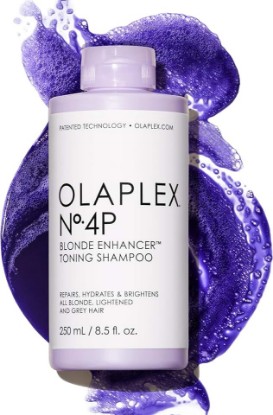 Picture of Olaplex Nº.4P Blonde Enhancer Purple Toning Shampoo: Neutralizes Brassiness & Strengthen | Repairs Damages & Hydrates Hair | For Coily, Curly, Straight, and Wavy