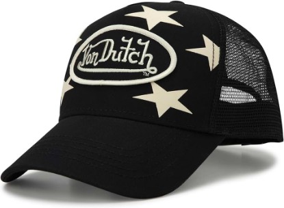 Picture of Von Dutch Womens and Mens Trucker Hat - Mesh Back Curved Brim Americana Hats for Men and Women with Snap Back Closure