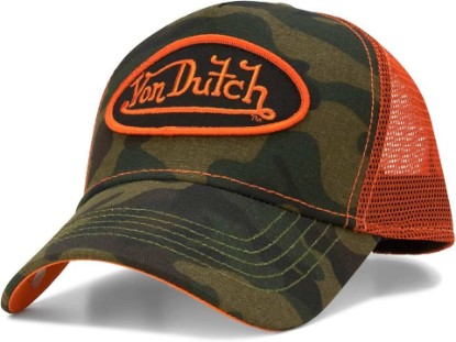 Picture of Von Dutch Monogram Trucker Cap - Retro Snapback Cap for Men and Women - Adjustable Snap Fit Panel, Mesh Rear, Curved Bill
