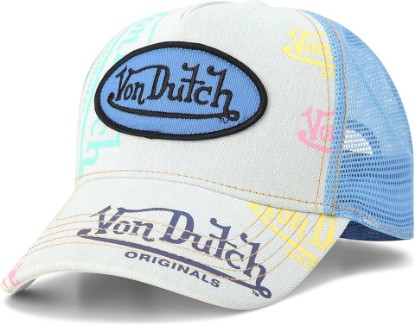 Picture of Von Dutch Monogram Trucker Cap - Retro Snapback Cap for Men and Women - Adjustable Snap Fit Panel, Mesh Rear, Curved Bill