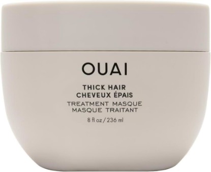 Picture of OUAI Thick Hair Mask - Deep Conditioning Hair Mask with Almond Oil, Olive Oil, & Hydrolyzed Keratin to Restore Damaged Strands - Phthalate & Paraben Free (8 fl oz)