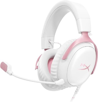 Picture of HyperX Cloud III – Wired Gaming Headset, PC, PS5, Xbox Series X|S, Angled 53mm Drivers, DTS, Memory Foam, Durable Frame, Ultra-Clear 10mm Mic, USB-C, USB-A, 3.5mm – Pink