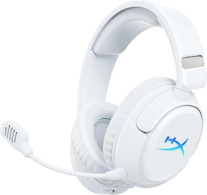 Picture of HyperX Cloud Flight 2 – Wireless Gaming Headset, Customizable RGB Lighting with Removable Earcup Plates, up to 100 Hours of Battery Life, 2.4GHz & Bluetooth, Multi-Platform Compatibility - White