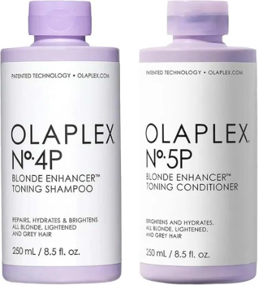 Picture of Olaplex No. 4P Blonde Enhancing Toning Shampoo, 8.5 Fl Oz + No. 5P Blonde Enhancer™ Toning Conditioner, Repairs, Hydrates, & Brightens All Blonde, Lightened, & Grey Hair