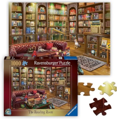 Picture of Ravensburger The Reading Room - 1000 Piece Jigsaw Puzzle - Stunning, Vivid Colors - Books, Knick-Knacks & Overstuffed Chairs - Peaceful Library Scene - Puzzles for Adults The Forest Stewardship Council