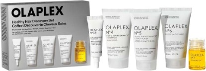 Picture of Olaplex Healthy Hair Discovery Travel Friendly Set: Cleanse, Hydrate, Treat and Style Hair | Reduce Breakage and Boost Shine & Softness | For Coily, Curly, Straight, & Wavy