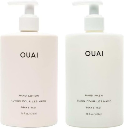 Picture of OUAI Hand Wash and Hand Lotion Set, Dean Street Scent - Moisturizes and Exfoliates with Daily Use - Made with Jojoba Esters, Avocado & Rosehip Oils (16 Fl Oz Each)