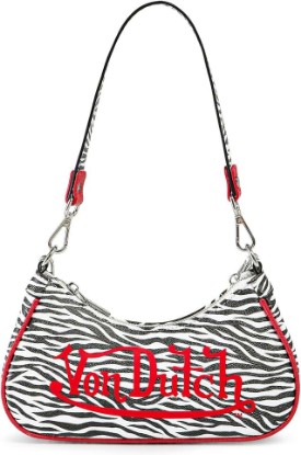 Picture of Von Dutch Purse Shoulder Bag, Women's Shoulder Handbags Logo Print and Gold or Silver Chain with Wrench Charm