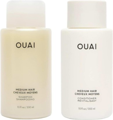 Picture of OUAI Medium Hair Shampoo and Conditioner Set - Sulfate-Free Shampoo and Conditioner for Women & Men - Made with Keratin, Shea Butter & Avocado Oil - Free of Parabens & Phthalates (10 Fl Oz)