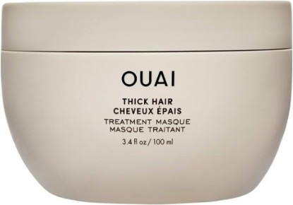 Picture of OUAI Thick Hair Mask - Treatment Masque with Almond Oil, Olive Oil, & Hydrolyzed Keratin to Restore Damaged Hair - Phthalate & Paraben Free Masque (3.4 Oz)
