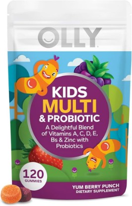 Picture of OLLY Kids Multivitamin & Probiotic Gummy, Digestive Support, Vitamins A, D, C, E, B, Zinc, Chewable Supplement, Berry Flavor, 60 day supply - 120 Count